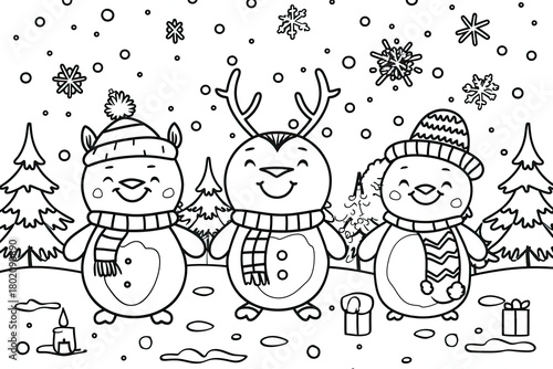 Christmas coloring page with festive ornaments and detailed holiday patterns