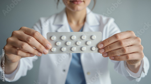 Contraceptive Pill Blister Pack in Female Hands – Modern Birth Control Medication for Reproductive Health Awareness and Family Planning Education