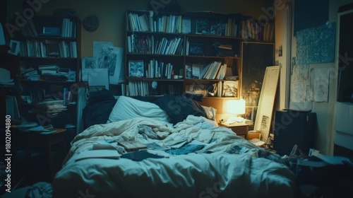 Messy Writers Room at Night.