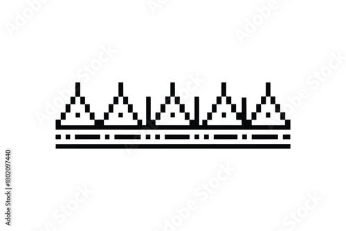 Silhouette planet with rings rises behind grass under starlight in a monochrome scene