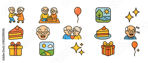 Elderly caucasian couple enjoying leisure activities and celebrations