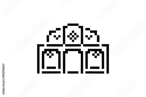 Spiked halo frames a vintage machine showcasing minimalist shapes and monochromatic tones on a white background