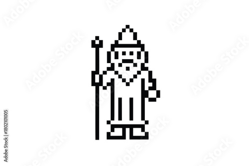 The dark wizard casts magic with shining stars within his geometric crystals now