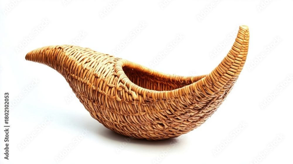 Fototapeta premium Wicker HornShaped Basket Handmade Decor.