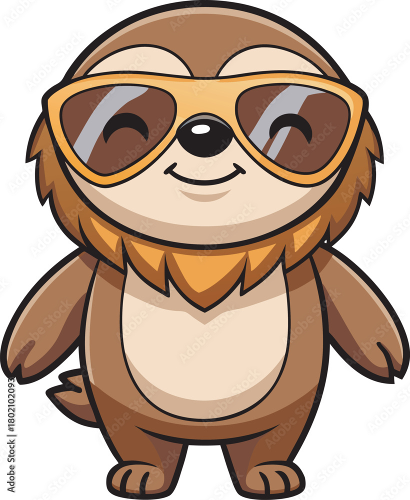 Naklejka premium Smiling sloth cartoon mascot character vector art 4