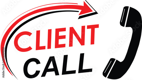 Client Call Phone Icon Arrow Red Black Business Communication Vector