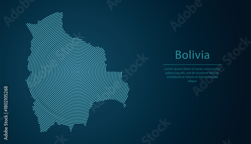Bolivia map contour with abstract circular line pattern