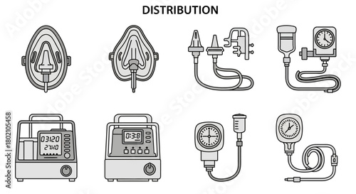 Collection medical equipment and devices including oxygen masks, ventilators, and infusion pumps