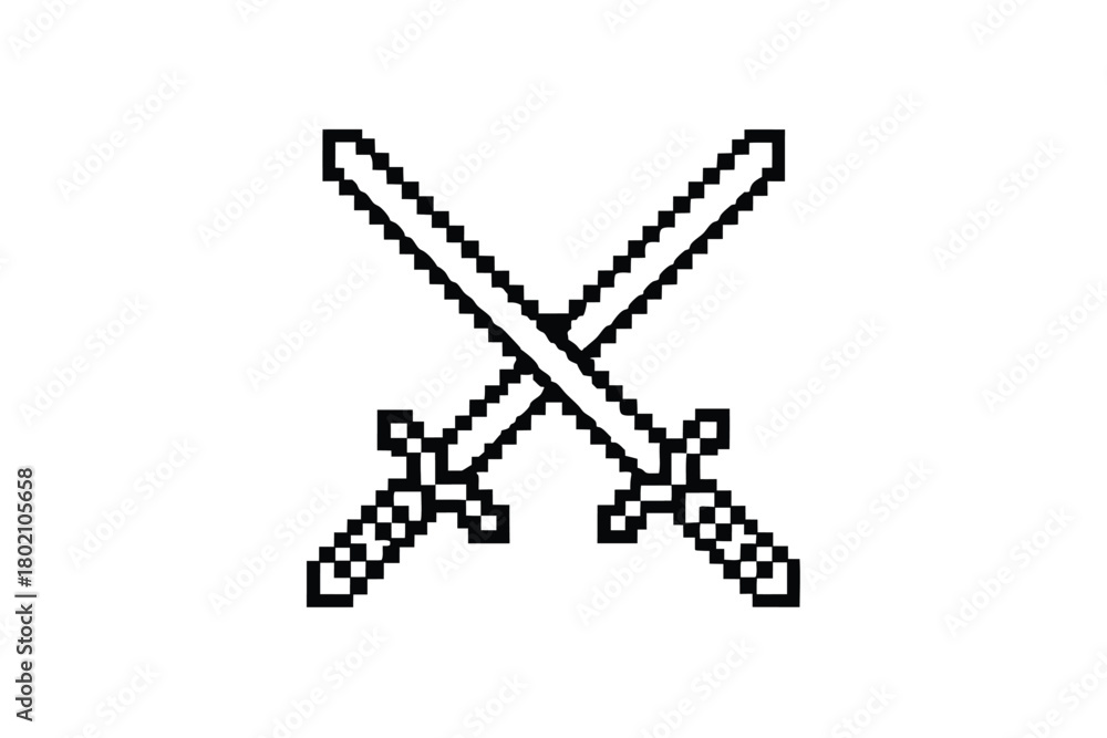 Naklejka premium Two black hunting rifles are crossed diagonally in a simple line art fashion