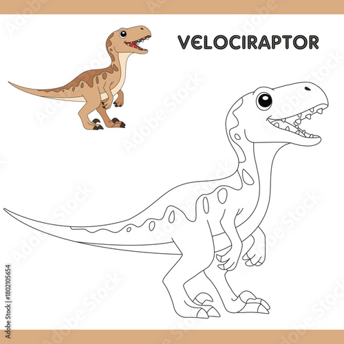 Velociraptor Copy Colour worksheet for kids