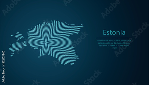 Estonia map contour with abstract circular line pattern