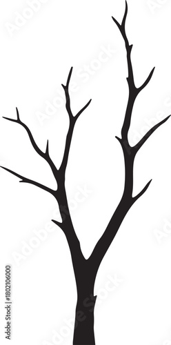 dry tree trunk silhouette vector