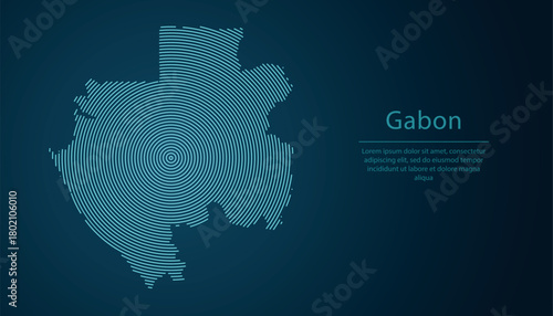 Gabon map contour with abstract circular line pattern