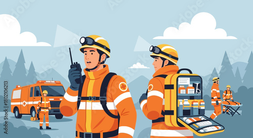 emergency, rescue, team, uniform, communication