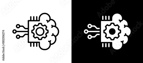 Machine Learning whiteblack icon