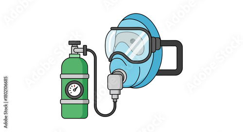 Scuba diving mask and oxygen tank, essential equipment for underwater exploration and breathing in lowoxygen environments