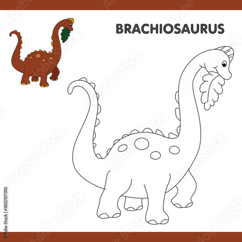 Brachiosaurus Copy Colour worksheet for kids