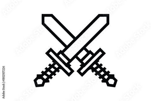 Two black outline military missile launchers are crossed on the transparent background