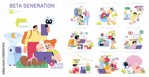 Beta Generation Technology Interaction Vector Illustration