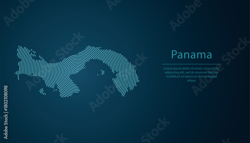 Panama map contour with abstract circular line pattern