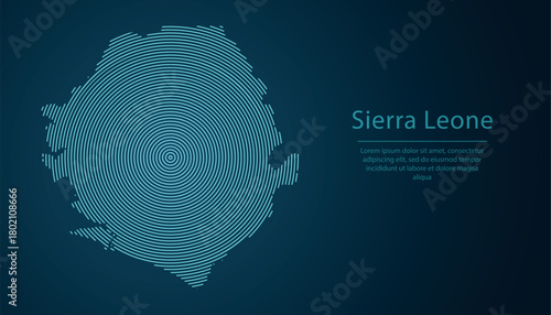 Sierra Leone map contour with abstract circular line pattern
