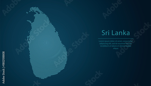 Sri Lanka map contour with abstract circular line pattern