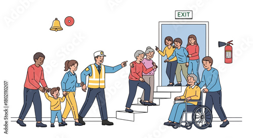 evacuation, exit, emergency, safety, drill, building, 