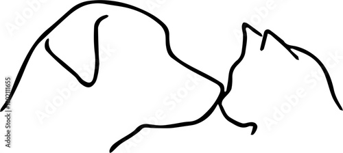 vector illustration of a silhouette of cat and dog