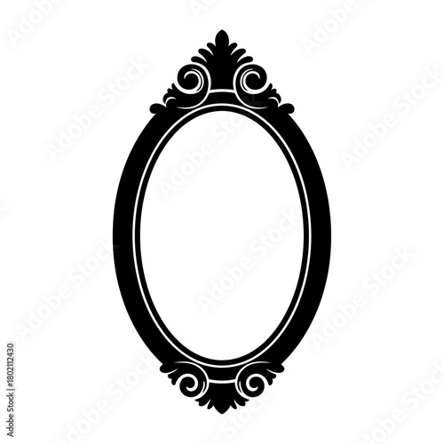 Ornate oval picture frame silhouette