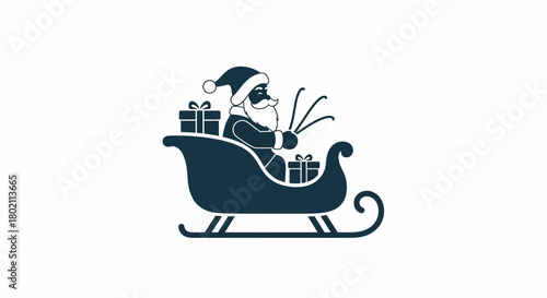 Christmas Sleigh Ride Santa Claus Delivers Presents on a Festive Winter Night, Holiday Illustration