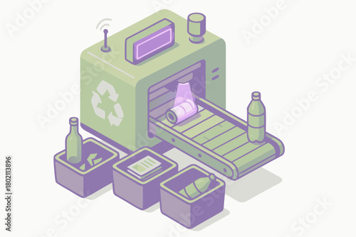 Sustainable recycling process with modern machine sorting waste for a cleaner future and environmental responsibility