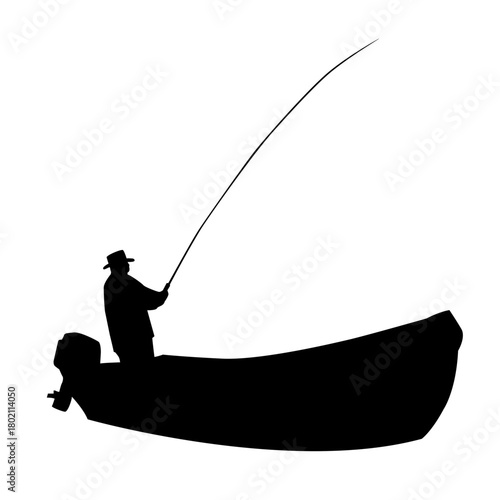 vector illustration of a fishing rod on a boat