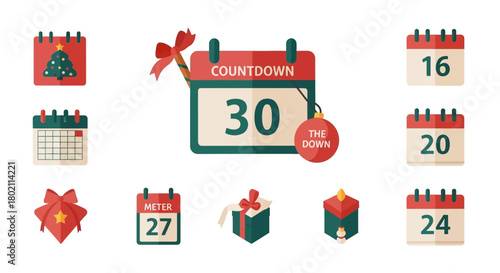 Holiday Icons Festive Calendar Symbols and Countdown Designs for Seasonal Celebrations and Event Reminders