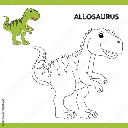 Allosaurus Copy Colour worksheet for kids