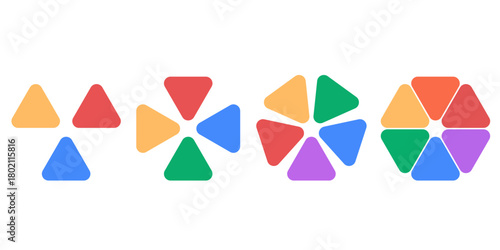 Colorful triangle circle infographic element set for business process, teamwork, cycle, and data visualization, modern flat design template for presentation, analysis, and marketing concept