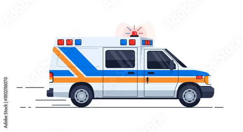 Ambulance vehicle emergency medical service transport, isolated on