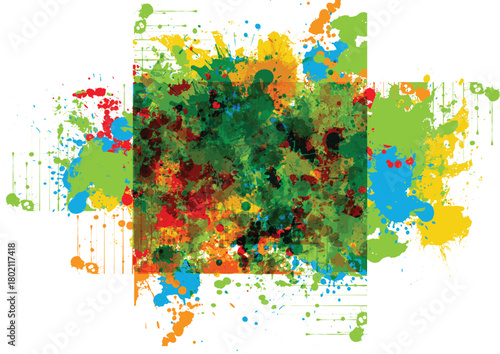Abstract Vector Color Splatter Background with Dynamic  Paint Splash Effects. Illustration Vector Design