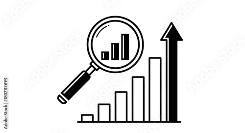 Illustration of a magnifying glass over a bar graph, representing analysis and growth.