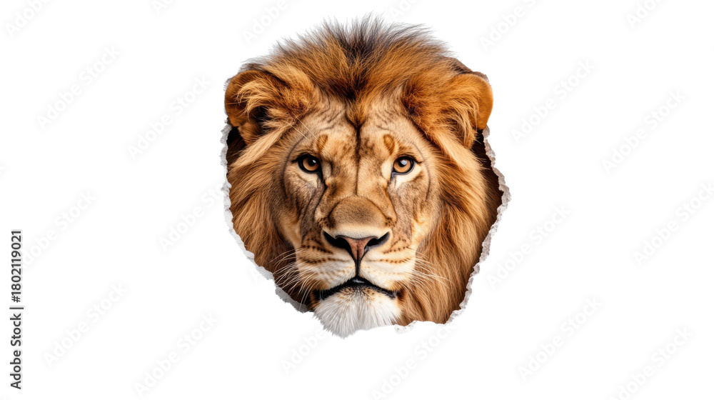 Fototapeta premium Lion Head Emerging on Transparent Background