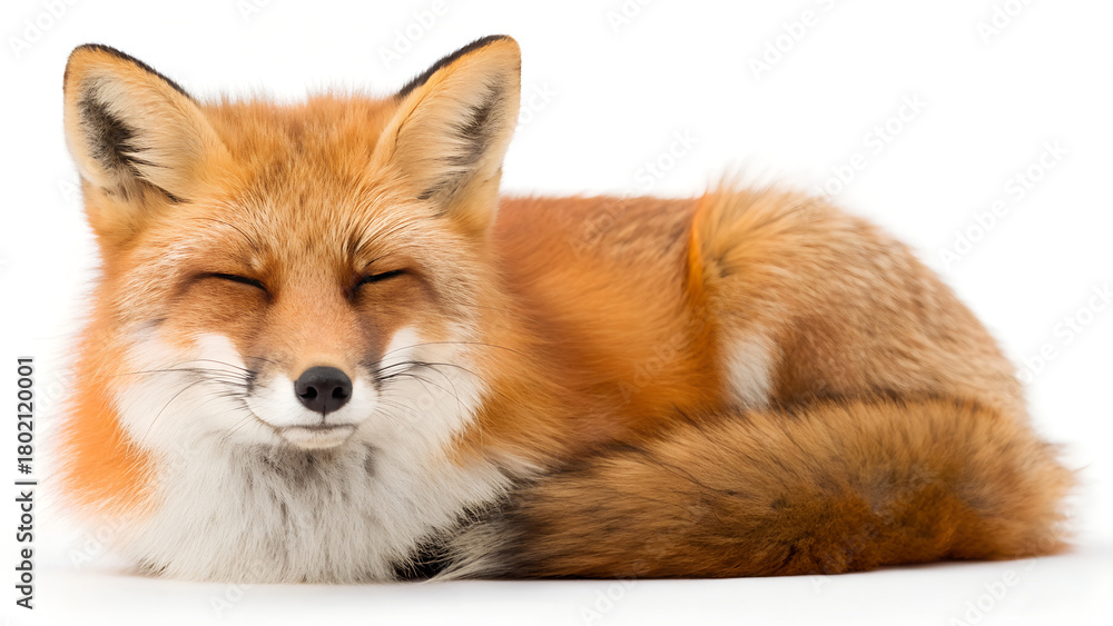 Obraz premium Fox, It's getting sleepy. isolated on a white background