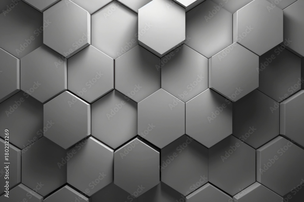 Naklejka premium Repeating Hexagon Pattern with Soft Glowing Edges in Cool Grey