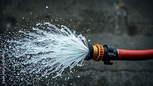 oligarchy. An out-of-control fire hose writhing wildly, spraying water in all directions. mobility guides, transit brochures, designed for transport & logistics marketing, used by interior designers.