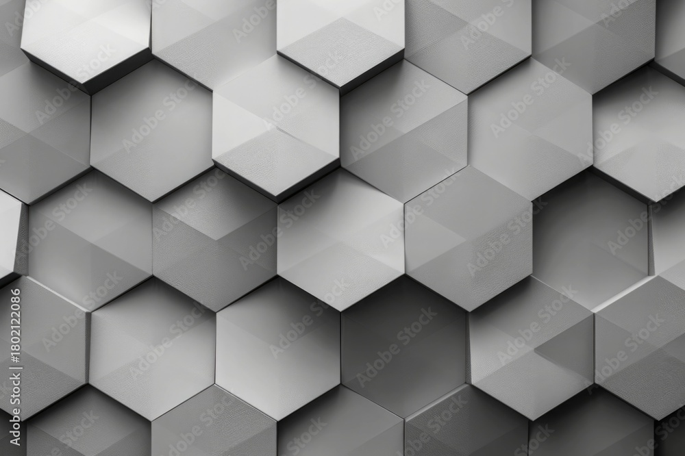 Obraz premium Repeating Hexagon Pattern with Soft Glowing Edges in Cool Grey