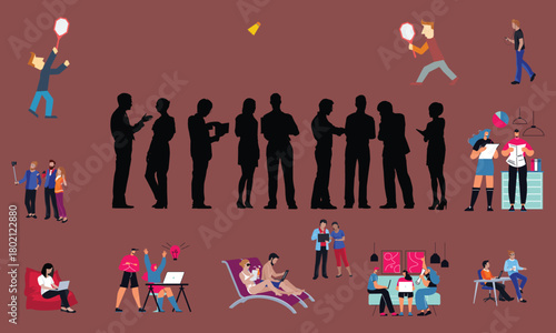 Mental health and psychology concept llustrations. Self-reflection, mindfullness, self-love Visual Stories Collection.