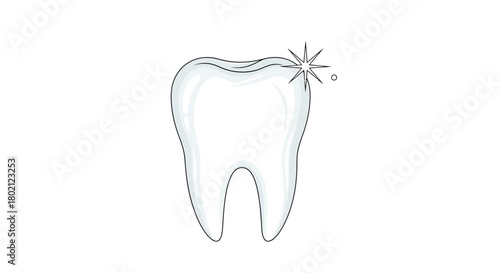 Clean, sparkling tooth, representing dental health and hygiene, isolated on