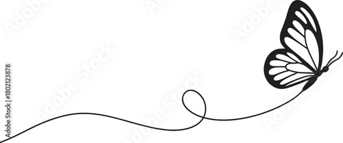 Elegant butterfly gracefully flying with a minimalist line design for branding and decoration needs
