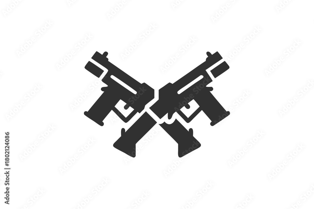 Naklejka premium Two powerful black machine guns are crossed, creating a bold symbolic gesture