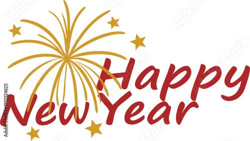 happy new year fireworks celebration vector icon