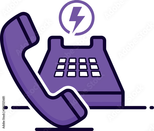Purple phone with lightning bolt, epilepsy support hotline concept