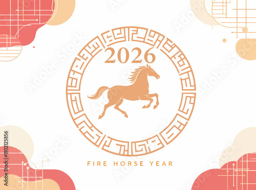 Chinese New Year 2026 Fire Horse Year Celebration in Stylish Design for Festive Season